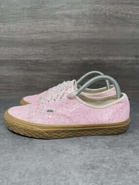 Vans Authentic Pink Glitter Shoes Womens Size 8.5 Gum Sole